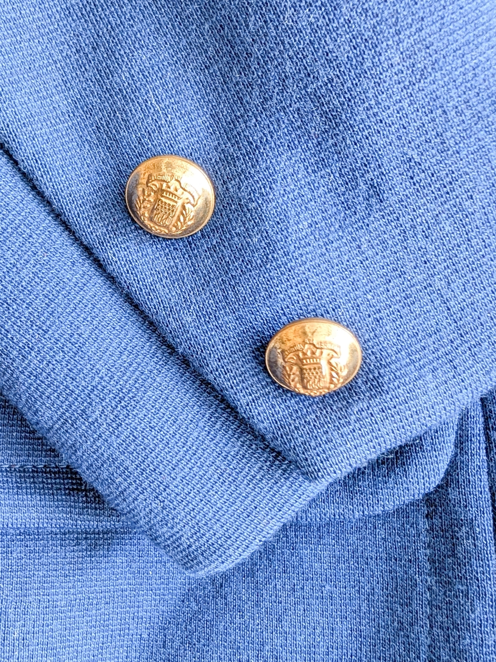 Vintage 1960s Peck & Peck Blue & White Wool Double Breast Pea Coat Dress Set Med - Picture 5 of 10